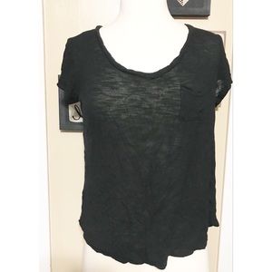 Black Scoop Neck Burnout Top